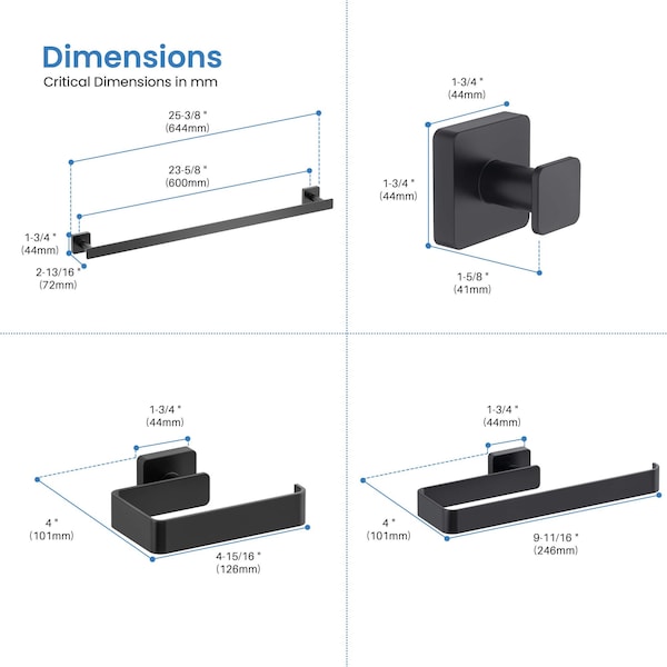 Blaze 4 Piece Bathroom Hardware Set